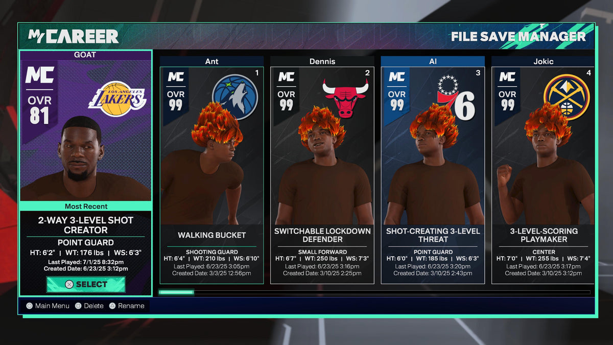 NBA 2K25 Stacked Starter 2 7 99 Overalls + 6 Cap Breakers
