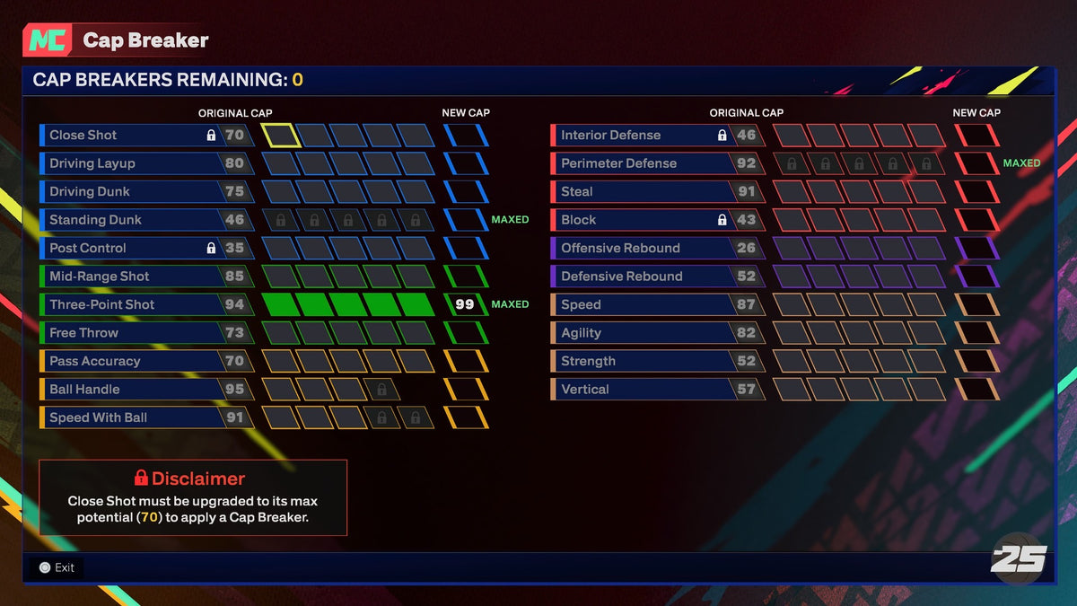 NBA 2K25 Stacked Starter 5 Account with 5 97-99 Overalls Maxed Badges
