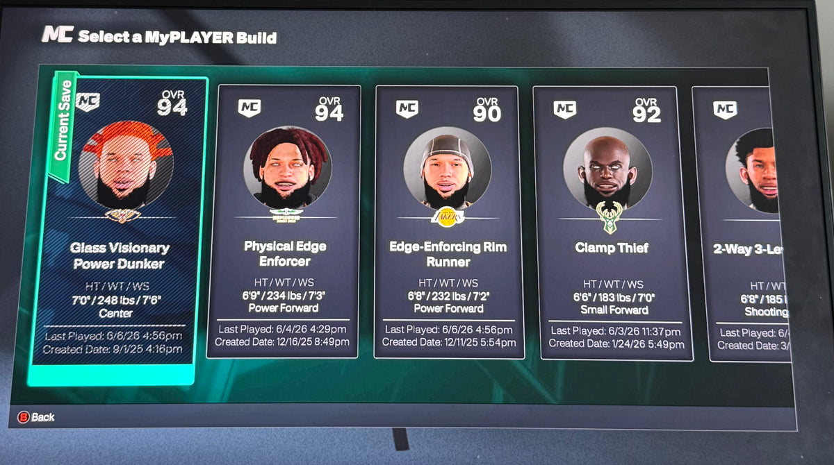 NBA 2K26 Stacked Starter 5 Xbox Account with 4 Builds + 12 Cap Breakers
