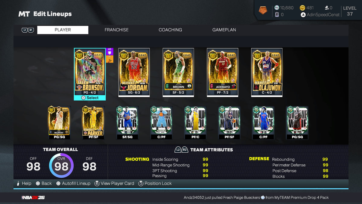 NBA 2K26 Stacked PS5 Account With 2 99 Overalls Maxed + 12 Capbreakers & MyTeam