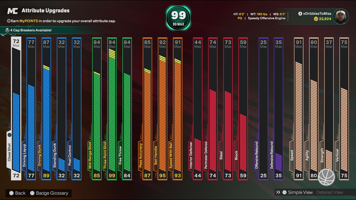 NBA 2K26 Super Stacked Veteran 3 Account 7 99 Overalls Maxed + 17 Cap Breakers & Top 400 in the world