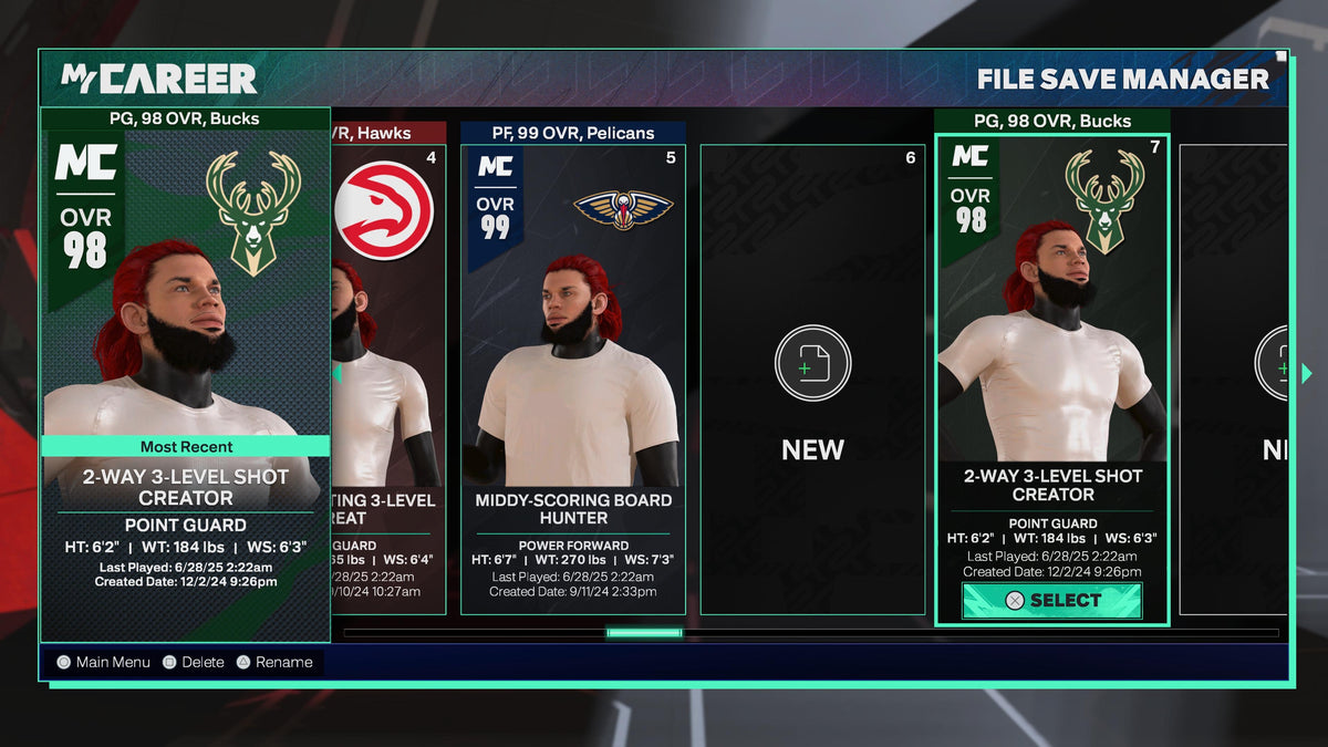 NBA 2K25 Stacked Starter 5 Account with 5 97-99 Overalls Maxed Badges