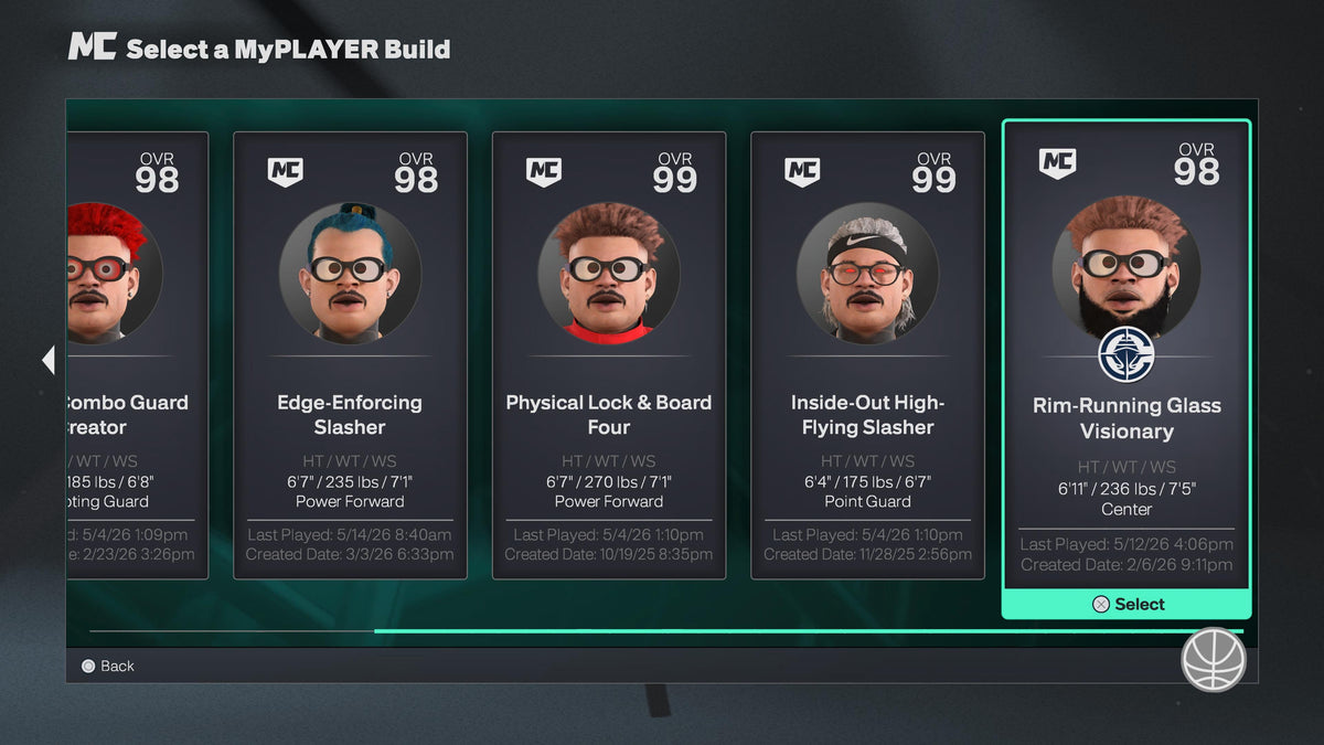 NBA 2K26 Stacked PS5 Veteran 1 Account (Rep Reset) with 5 98-99 Overall Builds + 15 Cap Breakers & 175k VC