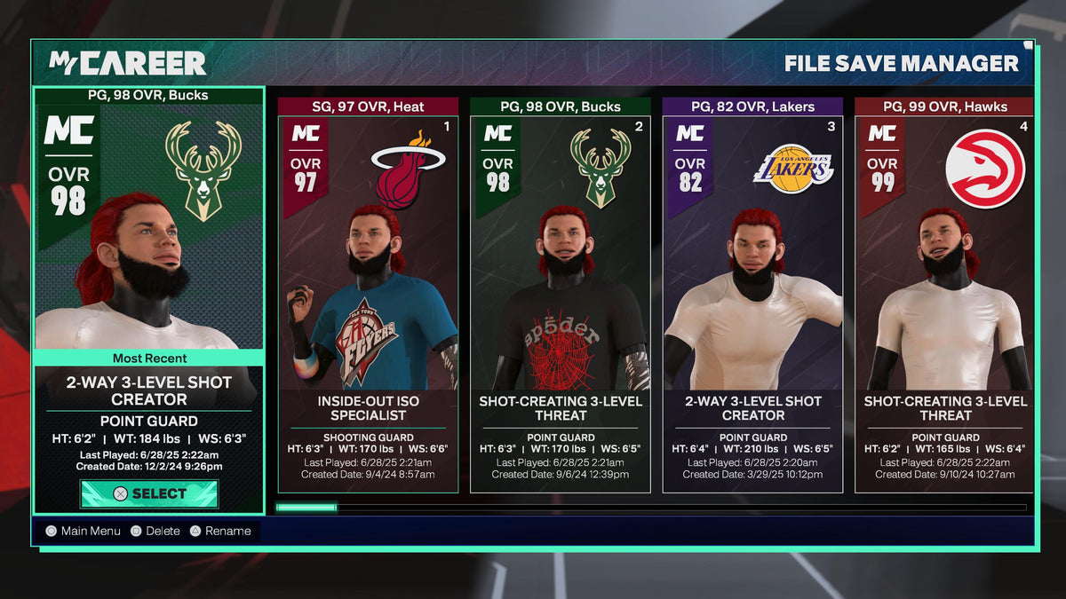 NBA 2K25 Stacked Starter 5 Account with 5 97-99 Overalls Maxed Badges