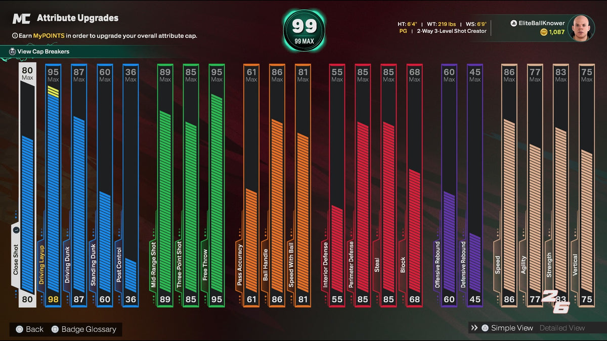 NBA 2K26 Stacked PS5 Rookie 5 Account 4 99 Overalls Maxed Badges + Legend Rebirth