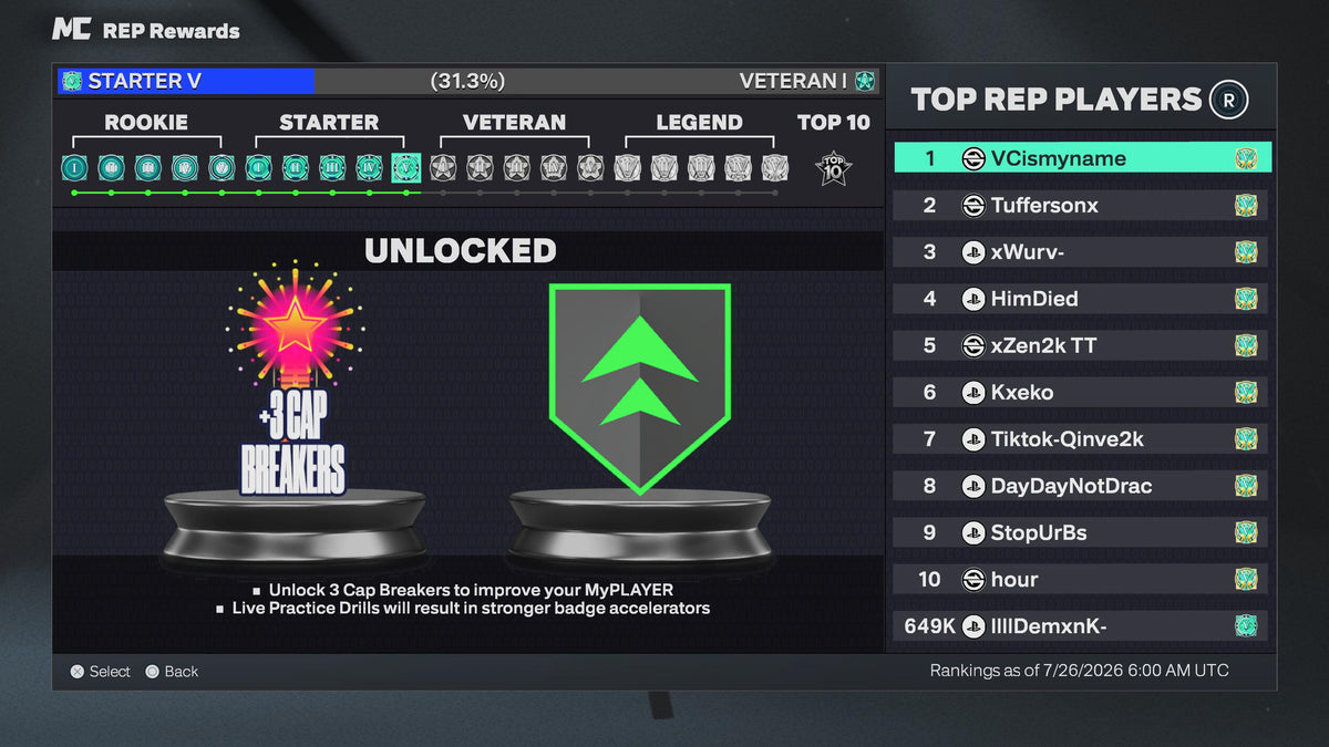 NBA 2K26 Stacked PS5 Starter 5 Account With 14 Builds + 16 Cap Breakers