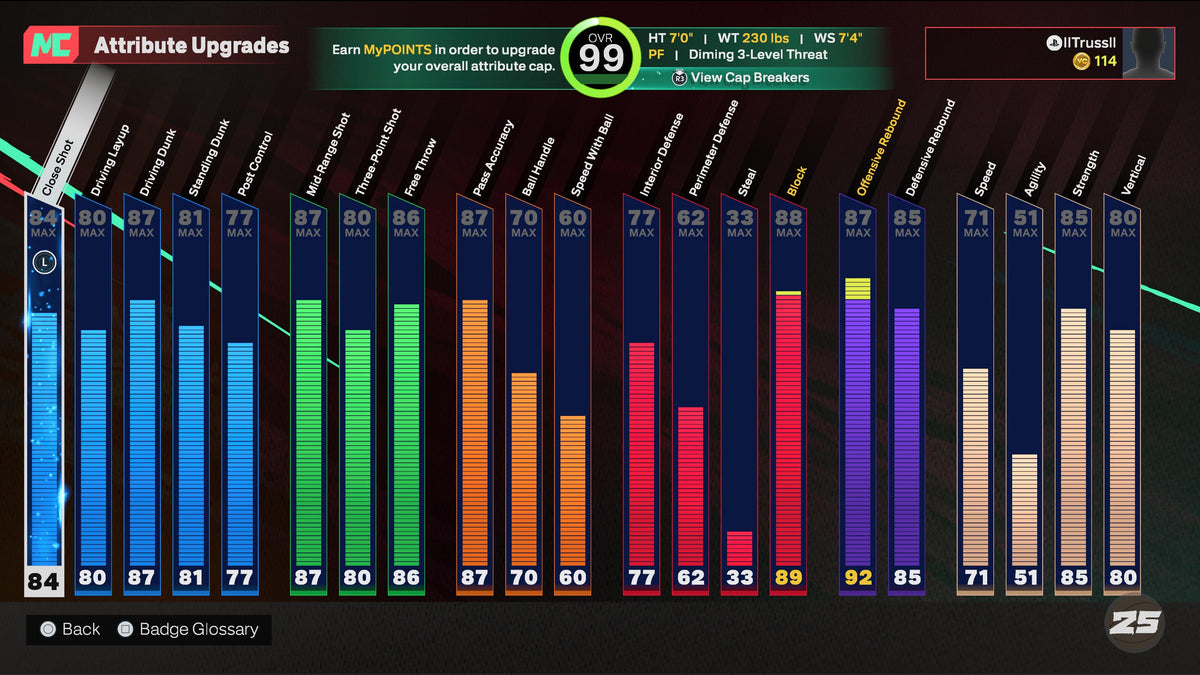 NBA 2K25 Stacked Starter 2 7 99 Overalls + 6 Cap Breakers