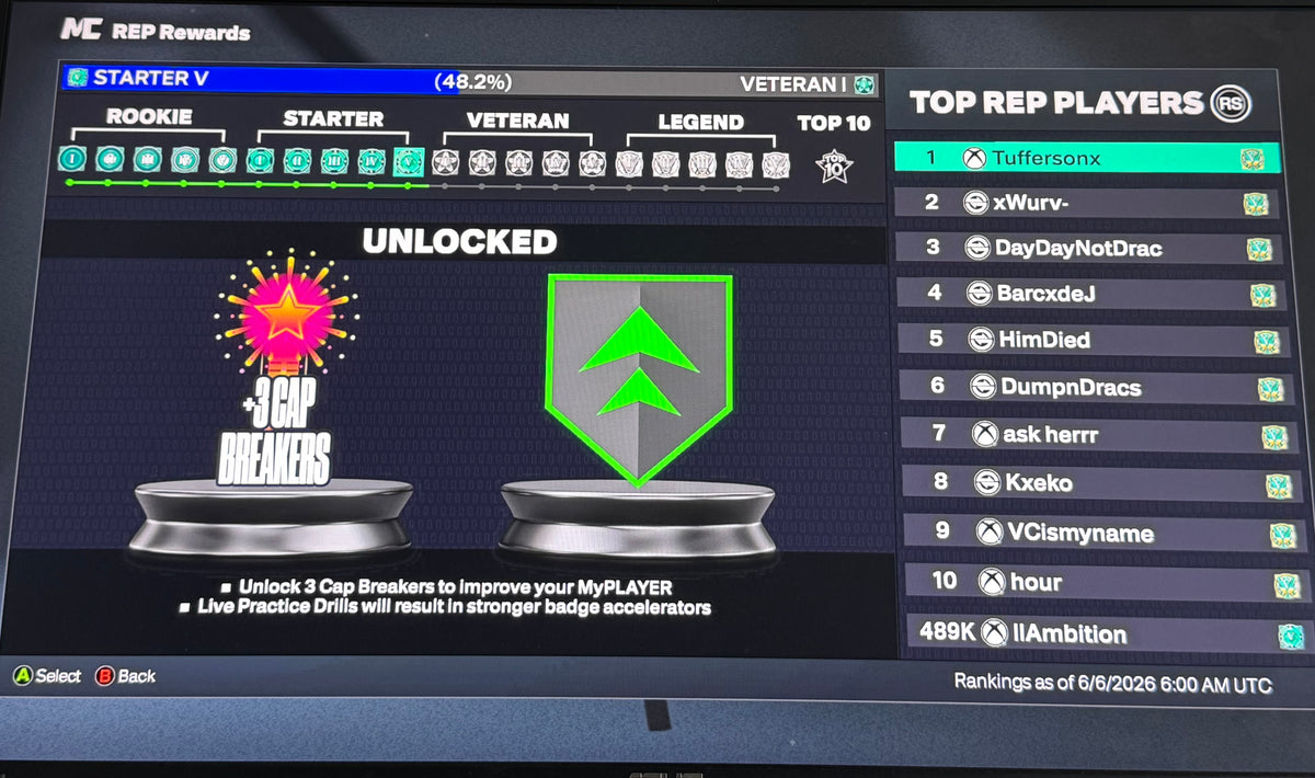 NBA 2K26 Stacked Starter 5 Xbox Account with 4 Builds + 12 Cap Breakers