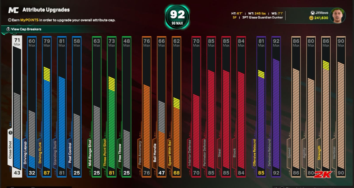 NBA 2K26 Stacked Xbox Account Veteran 2 with 4 Builds + 17 Cap Breakers