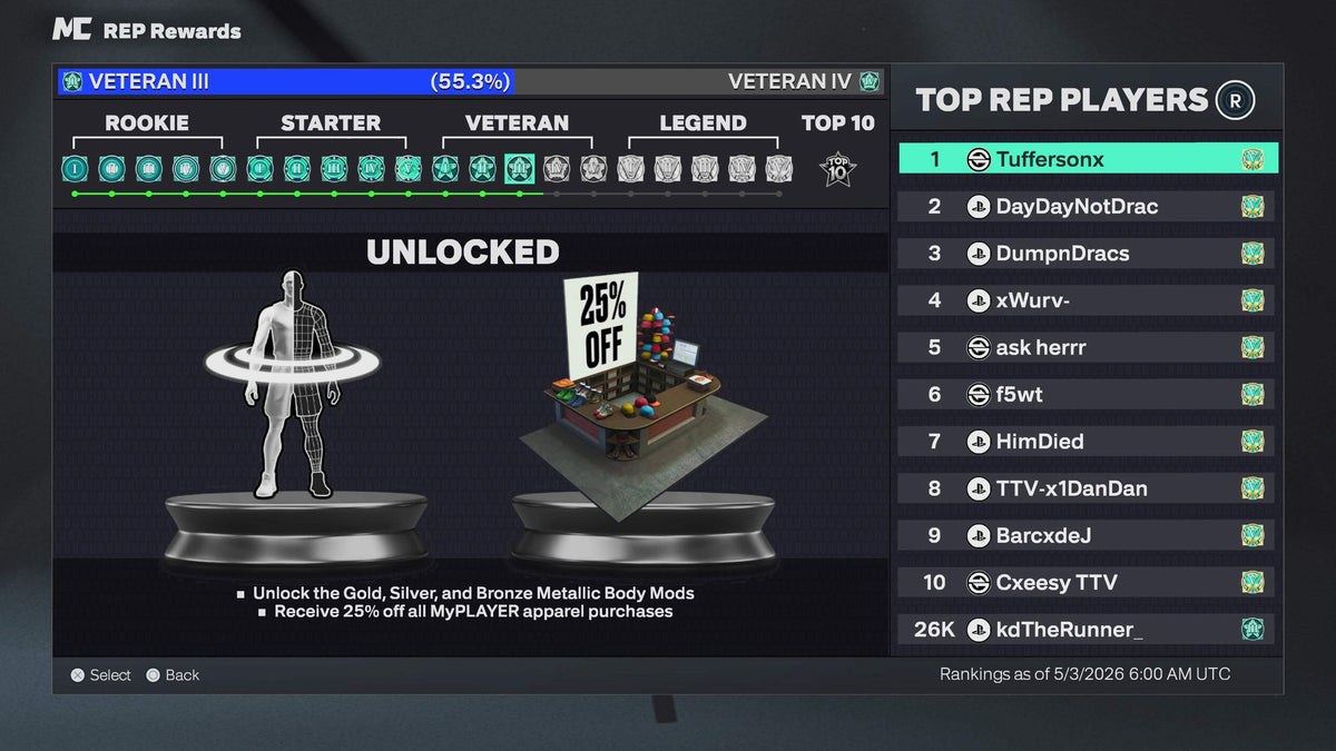 NBA 2K26 Super Stacked PS5 Account Veteran 3 with 15 Builds + 21 Cap Breakers
