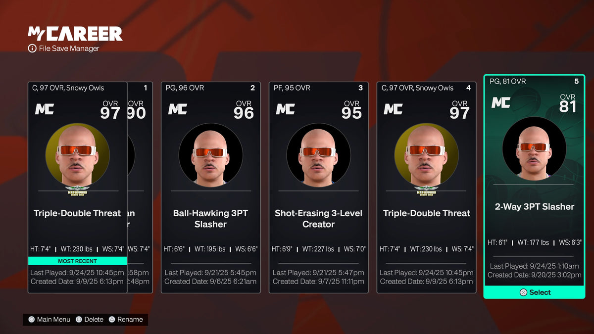NBA 2K26 PS5 Starter 1 Account Legend Rebirth + 3 95+ OVERALL Builds