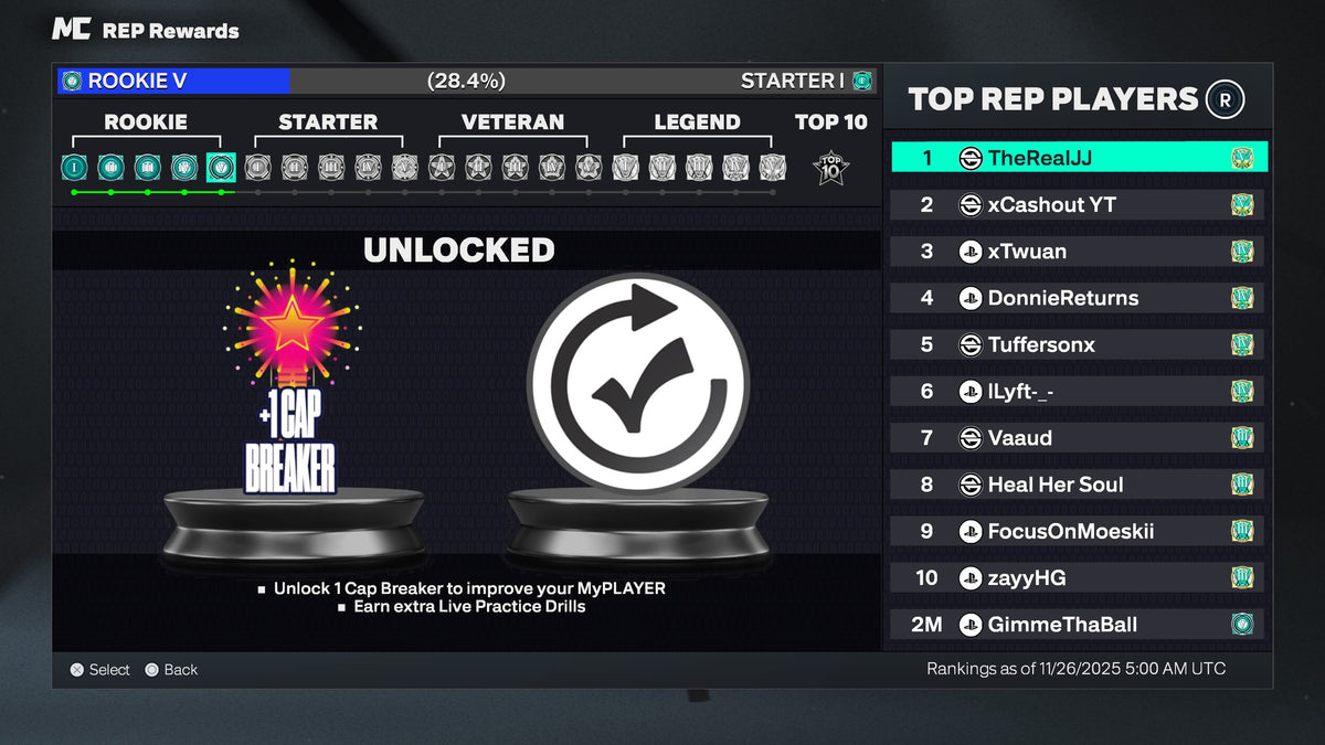 NBA 2K26 Stacked PS5 account with 3 Builds + 4 cap breakers Rookie 5