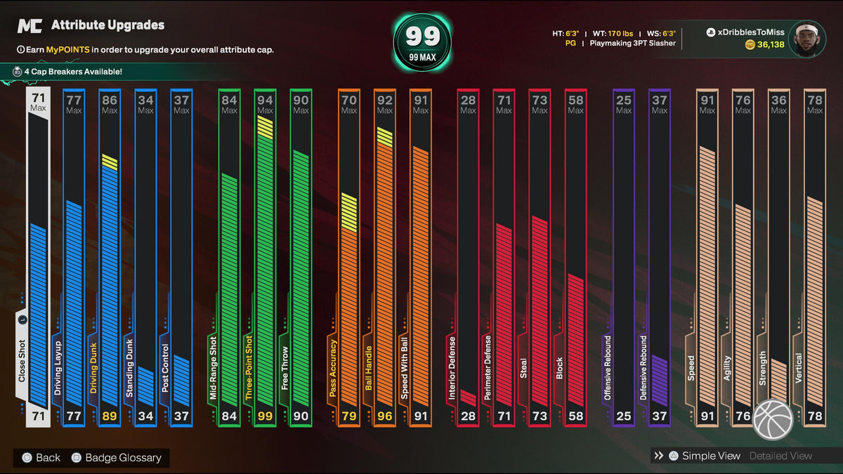 NBA 2K26 Super Stacked Veteran 3 Account 7 99 Overalls Maxed + 17 Cap Breakers & Top 400 in the world