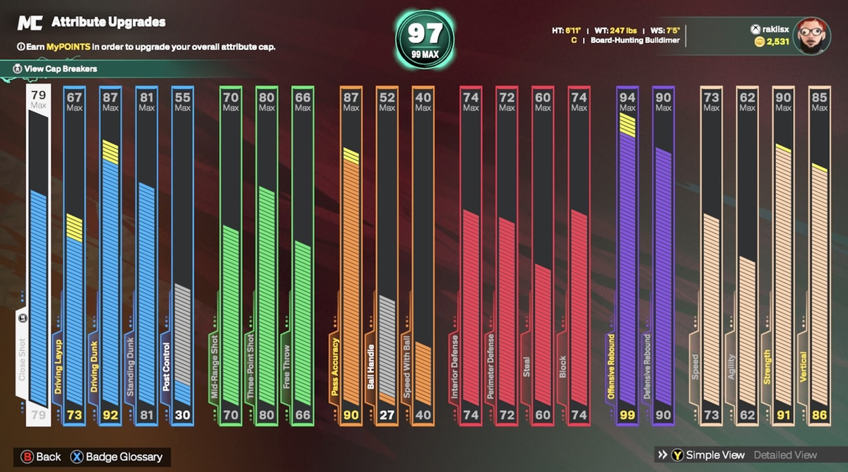 NBA 2K26 Stacked Starter 5 Xbox Account With 7 Builds + 14 Cap Breakers