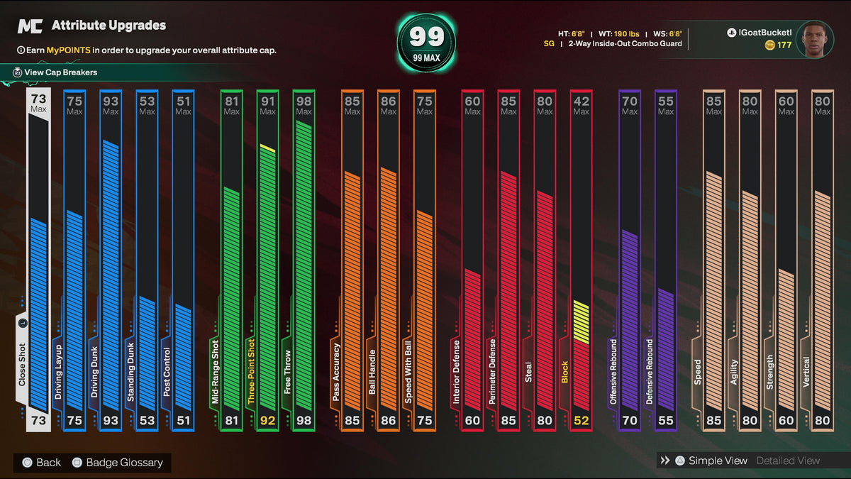 NBA 2K26 Stacked Account 4 99 Overalls Maxed Badges + Rebirth