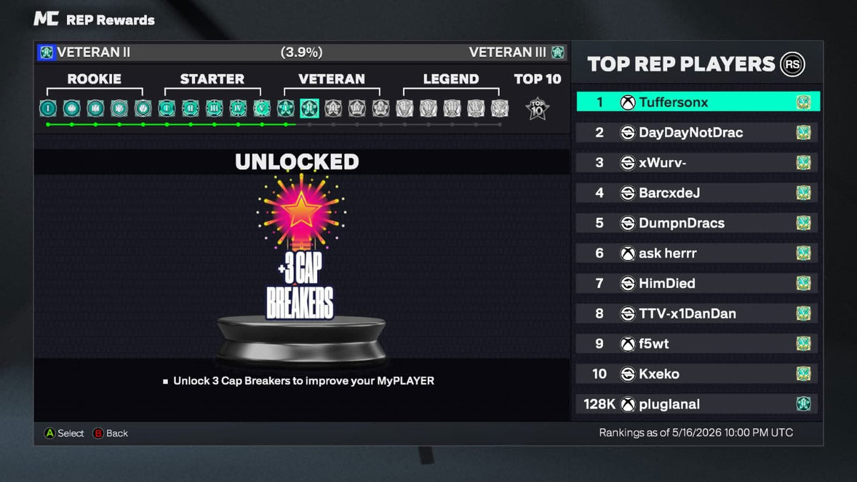 NBA 2K26 Stacked Veteran 2 Account With 21 Cap Breakers + 83 win %