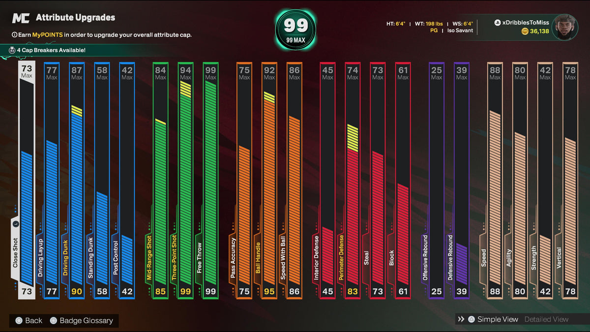 NBA 2K26 Super Stacked Veteran 3 Account 7 99 Overalls Maxed + 17 Cap Breakers & Top 400 in the world