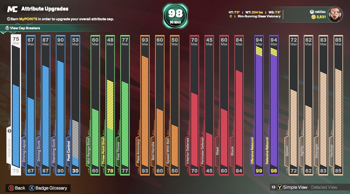 NBA 2K26 Stacked Starter 5 Xbox Account With 7 Builds + 14 Cap Breakers