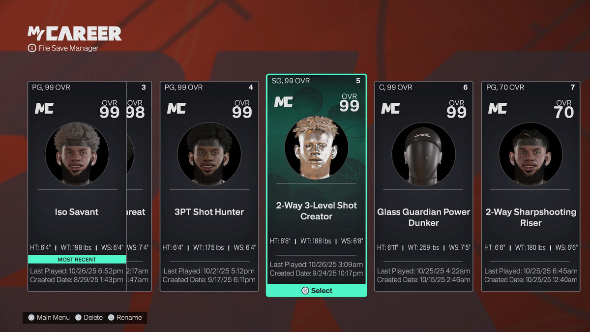 NBA 2K26 Super Stacked Veteran 3 Account 7 99 Overalls Maxed + 17 Cap Breakers & Top 400 in the world